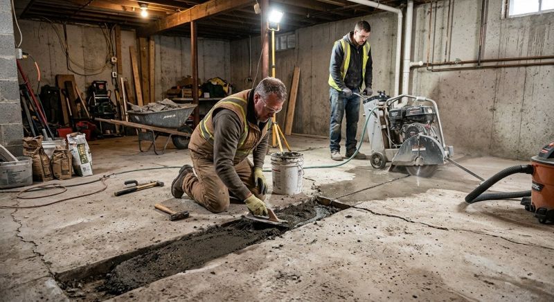 Cracked Basement Floor Repair in Canton, GA